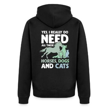 Animal de sauvetage cheval chat chien amour pour les animaux - Veste à capuche bio Premium Unisexe - noir - Dos - Nico (187cm)