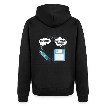 Disquette lecteur flash USB père ordinateur - Veste à capuche bio Premium Unisexe - noir - Dos - Nico (187cm)