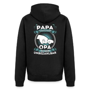 Papa zu sein ist eine Ehre Opa zu sein unbezahlbar - Unisex Premium Bio Zip Hoodie - Schwarz - Hinten - Nico (187cm)