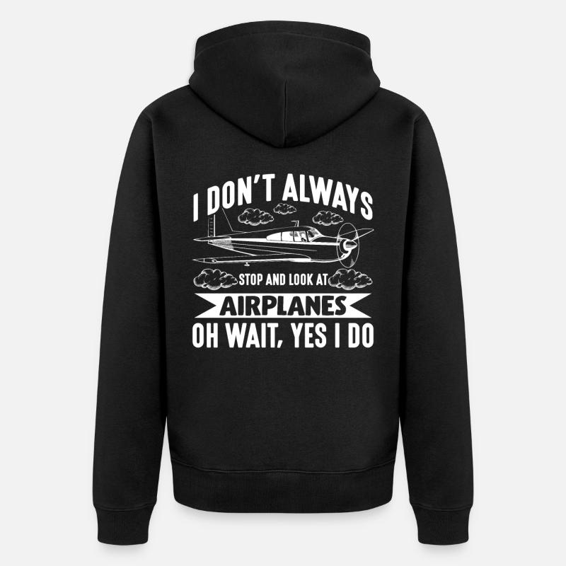 Lustiges Flugzeug Pilot Flieger Luftfahrt - Unisex Premium Bio Zip Hoodie - Schwarz