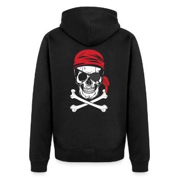 Piraten - Pirat mit Augenklappe - Unisex Premium Bio Zip Hoodie - Schwarz - Hinten - Nico (187cm)