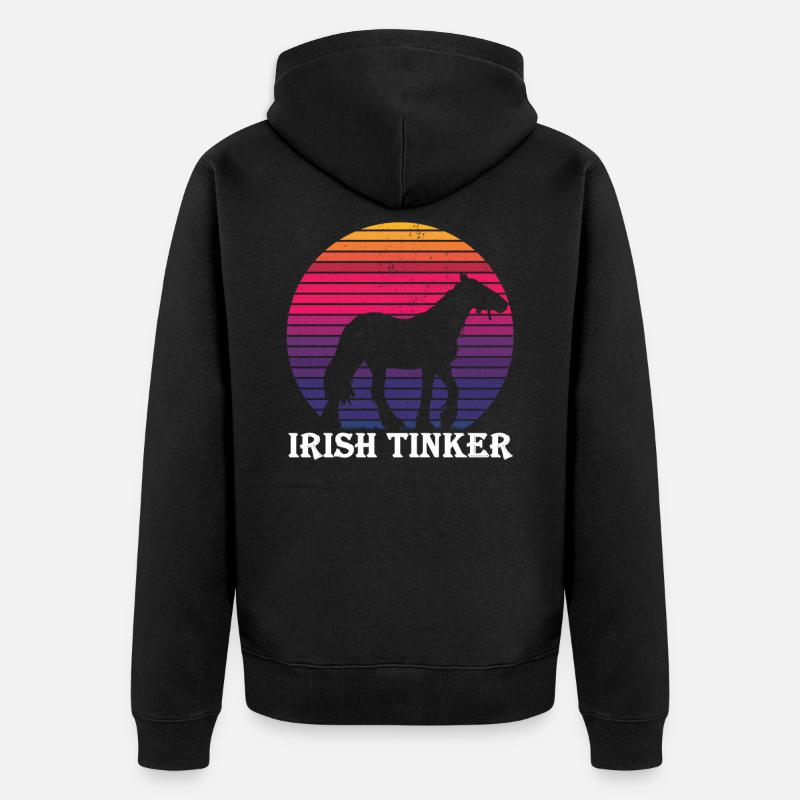 Irish Tinker - Pferd im Retro Style - Unisex Premium Bio Zip Hoodie - Schwarz
