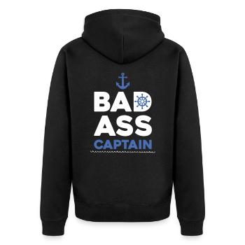 Captain Bad Ass Husband Boyfriend Sailor Boat Love - Veste à capuche bio Premium Unisexe - noir - Dos - Nico (187cm)