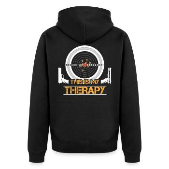 Schießstand für Waffen Scharfschütze Zielscheibe - Unisex Premium Bio Zip Hoodie - Schwarz - Hinten - Nico (187cm)