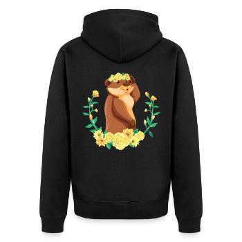 Pissenlit Jaune Fleur Rose - Veste à capuche bio Premium Unisexe - noir - Dos - Nico (187cm)