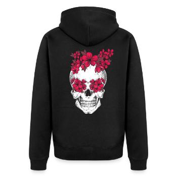 Mexikanisch Totenkopf Blume Florist Cinco de Mayo - Unisex Premium Bio Zip Hoodie - Schwarz - Hinten - Nico (187cm)