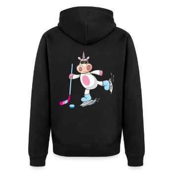 Joueur de hockey sur glace licorne enfant sport d'hiver magique - Veste à capuche bio Premium Unisexe - noir - Dos - Nico (187cm)