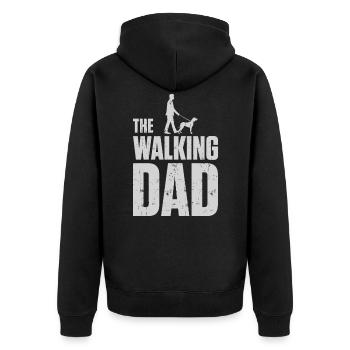 The Walking Dad - Hund Gassi gehen mit Herrchen - Unisex Premium Bio Zip Hoodie - Schwarz - Hinten - Nico (187cm)