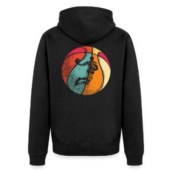 Basketball Fan Basketballer Geschenkidee - Unisex Premium Bio Zip Hoodie - Schwarz - Hinten - Nico (187cm)