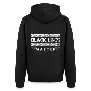Black Lines Matter Fahrzeug Rennwagen Burnout Raci - Unisex Premium Bio Zip Hoodie - Schwarz - Hinten - Nico (187cm)