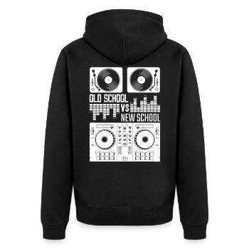 Musique DJ old school vinyl electro techno - Veste à capuche bio Premium Unisexe - noir - Dos - Nico (187cm)