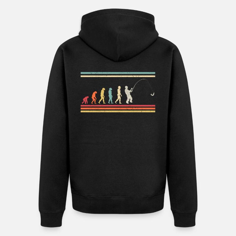 Evolution Angeln Angler - Retro - Unisex Premium Bio Zip Hoodie - Schwarz