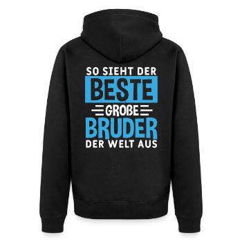 So sieht der beste große Bruder der Welt aus - Unisex Premium Bio Zip Hoodie - Schwarz - Hinten - Nico (187cm)