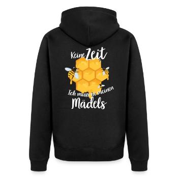 Keine Zeit Ich muss zu meinen Mädels - Imker - Unisex Premium Bio Zip Hoodie - Schwarz - Hinten - Nico (187cm)