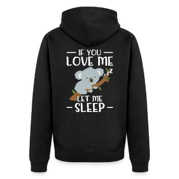 Langschläfer Schlafmütze Schlafshirt Geschenk Bett - Unisex Premium Bio Zip Hoodie - Schwarz - Hinten - Nico (187cm)