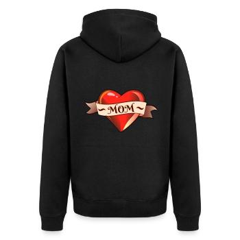 I love Mom Mamma Tattoo - Unisex Premium Organic Zip Hoodie - black - Back - Nico (187cm)