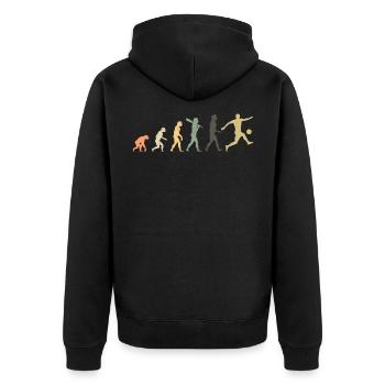 Soccer Evolution Retro | Soccer player gift - Unisex Premium Organic Zip Hoodie - black - Back - Nico (187cm)