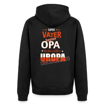 Vater Opa Uropa Geschenk - Unisex Premium Bio Zip Hoodie - Schwarz - Hinten - Nico (187cm)