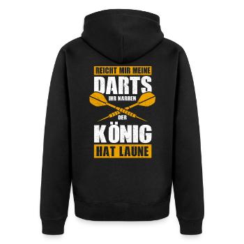 Reicht mir meine Darts ihr Narren .. Dart Darter - Unisex Premium Bio Zip Hoodie - Schwarz - Hinten - Nico (187cm)