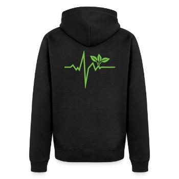 Vegan Herzschlag Geschenk Veganer Veganismus - Unisex Premium Bio Zip Hoodie - Schwarz - Hinten - Nico (187cm)