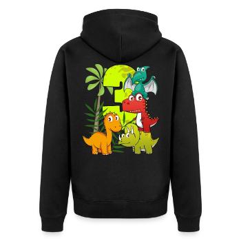 3 year old birthday boy three 3rd Dino T-Rex - Unisex Premium Organic Zip Hoodie - black - Back - Nico (187cm)