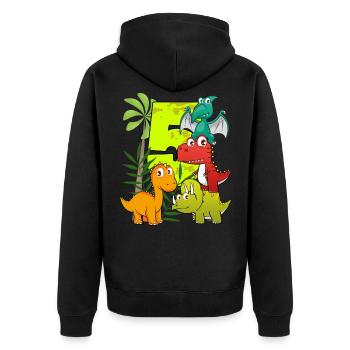 Garçon anniversaire 5 ans cinq 5e Dino T-Rex - Veste à capuche bio Premium Unisexe - noir - Dos - Nico (187cm)