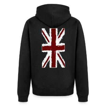 Drapeau Union Jack - drapeau Angleterre Grande-Bretagne - Veste à capuche bio Premium Unisexe - noir - Dos - Nico (187cm)