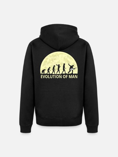 Evolution of man Rock n Roll Hardrock Fan Geschenk - Unisex Premium Bio Zip Hoodie - Schwarz