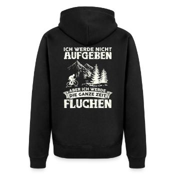 Ich werde nicht aufgeben.. MTB Mountainbike Biken - Unisex Premium Bio Zip Hoodie - Schwarz - Hinten - Nico (187cm)