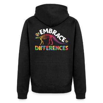 Autiste Dinosaure Neurodiversité Autiste - Veste à capuche bio Premium Unisexe - noir - Dos - Nico (187cm)