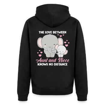 Tante nièce famille éléphant coeur zoo animal - Veste à capuche bio Premium Unisexe - noir - Dos - Nico (187cm)
