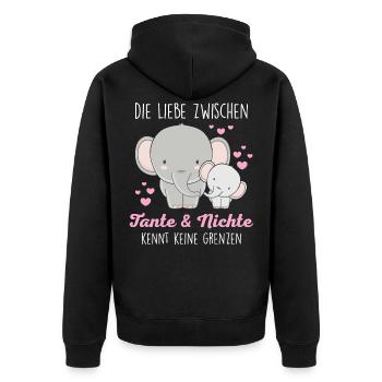Tante und Nichte Bindung Liebe süße Elefanten - Unisex Premium Bio Zip Hoodie - Schwarz - Hinten - Nico (187cm)