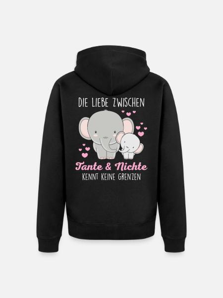 Tante und Nichte Bindung Liebe süße Elefanten - Unisex Premium Bio Zip Hoodie - Schwarz