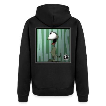 ALIENS, out of this world - Unisex Premium Organic Zip Hoodie - black - Back - Nico (187cm)