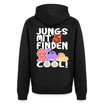 5 Jahre Dinos Geburtstag Junge fünf 5. Dino T-Rex - Unisex Premium Bio Zip Hoodie - Schwarz - Hinten - Nico (187cm)