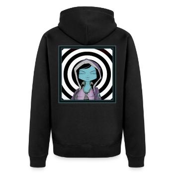 Mädchen TARGET - Unisex Premium Bio Zip Hoodie - Schwarz - Hinten - Nico (187cm)