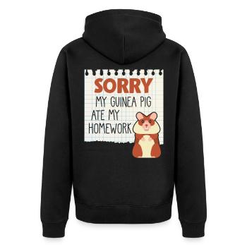 Guinea pigs homework Lazy students - Unisex Premium Organic Zip Hoodie - black - Back - Nico (187cm)