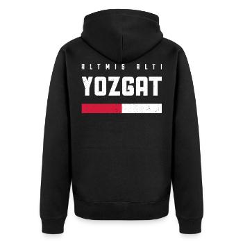 Yozgat 66 Türkei Turkiye Geschenk Urlaub TR Türk - Unisex Premium Bio Zip Hoodie - Schwarz - Hinten - Nico (187cm)
