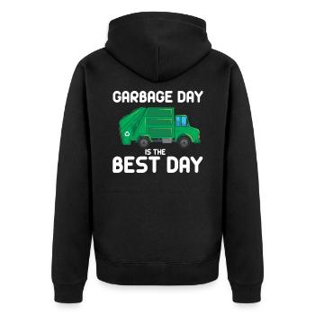 Rubbish day garbage truck waste trucks garbage disposal - Unisex Premium Organic Zip Hoodie - black - Back - Nico (187cm)