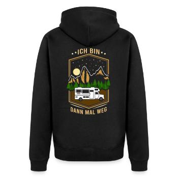 Ich bin dann mal weg - Camper Camping Wohnmobil - Unisex Premium Bio Zip Hoodie - Schwarz - Hinten - Nico (187cm)