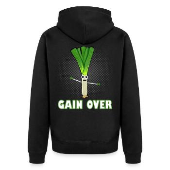 Lauch Fitness Biceps Gain Over Proverbe - Veste à capuche bio Premium Unisexe - noir - Dos - Nico (187cm)
