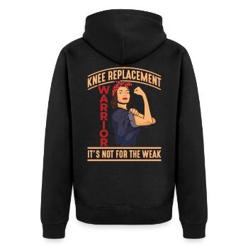 Knee surgery recovery knee replacement surgery warrior - Unisex Premium Organic Zip Hoodie - black - Back - Nico (187cm)
