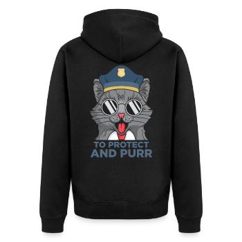 Funny cop cat detective police - Unisex Premium Organic Zip Hoodie - black - Back - Nico (187cm)