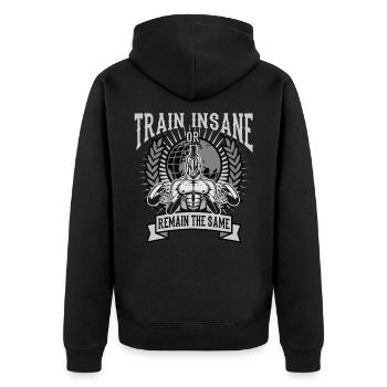 Body Building - Train Insane - Veste à capuche bio Premium Unisexe - noir - Dos - Nico (187cm)