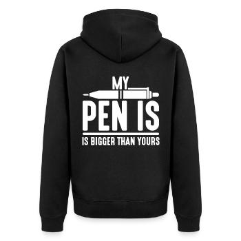 Stift ist größer sexuell pervers Erwachsenenhumor - Unisex Premium Bio Zip Hoodie - Schwarz - Hinten - Nico (187cm)