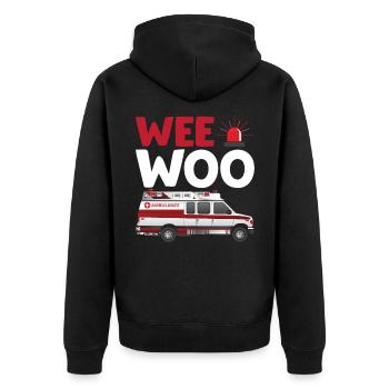 Ersthelfer Krankenwagen Rettungswagen Sanitäter - Unisex Premium Bio Zip Hoodie - Schwarz - Hinten - Nico (187cm)