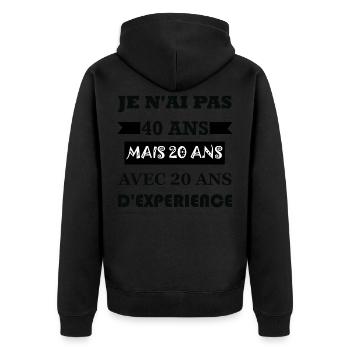 Cadeau anniversaire 40 ans - Veste à capuche bio Premium Unisexe - noir - Dos - Nico (187cm)