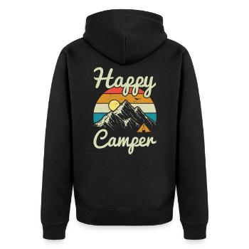 Happy Camper Gift Idea Camping Camping Gift - Unisex Premium Organic Zip Hoodie - black - Back - Nico (187cm)