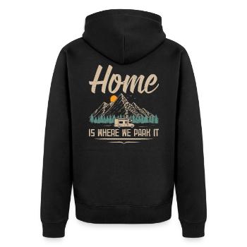 La maison est l'endroit où nous le garons - Camping-car - Veste à capuche bio Premium Unisexe - noir - Dos - Nico (187cm)