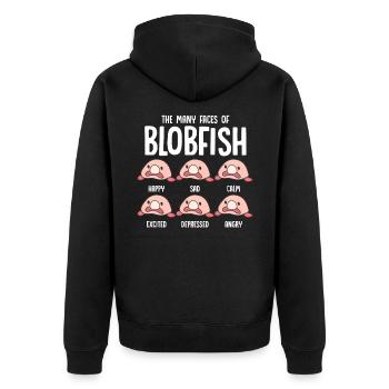 Psychrolutes Hässliches Fischgesicht Blobfish Fisc - Unisex Premium Bio Zip Hoodie - Schwarz - Hinten - Nico (187cm)